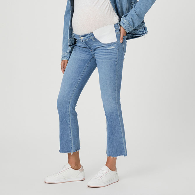 Cropped maternity flare jeans