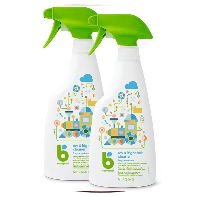 Two spray bottles of Babyganics Cleaner.