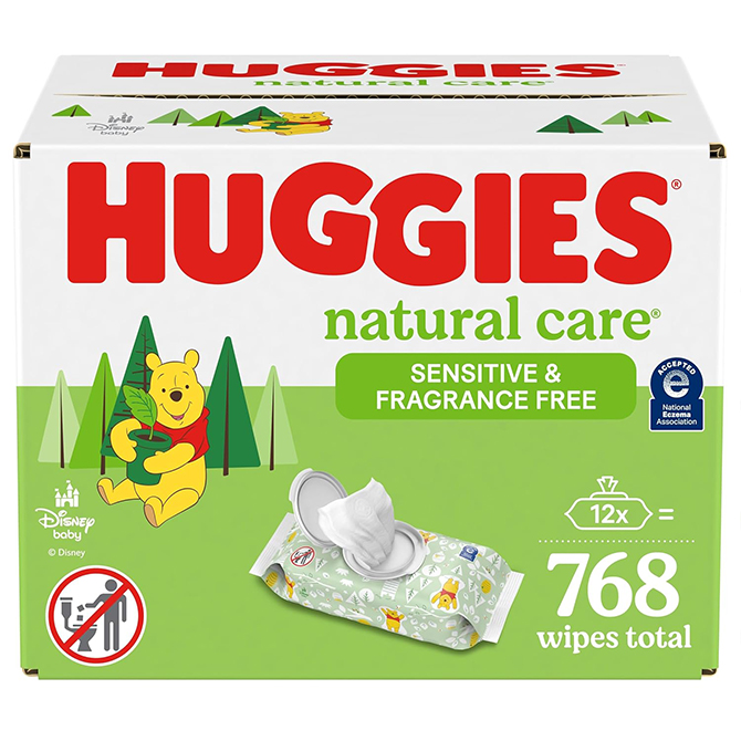 Box picturing Winnie the Pooh in front of trees with Huggies in large red letters.