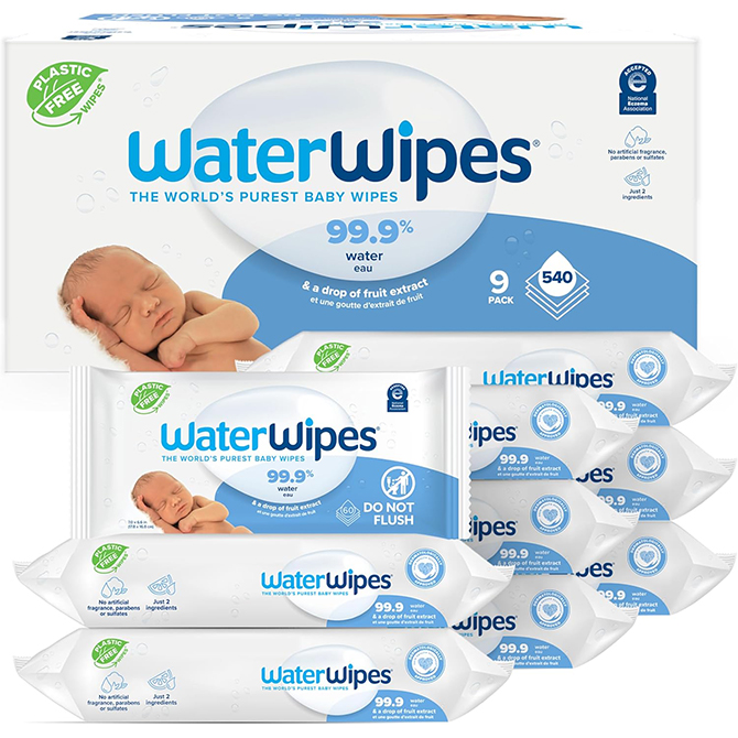 Packages of wipes site stacked in front of the wipe box.