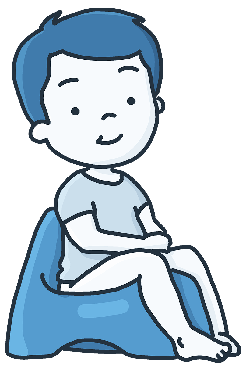 cartoon of child on potty chair